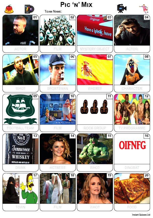 Quis Rounds Quiz Pack 3456 - Five rounds including: Pop Music, Look, Games, TV, Mi ...