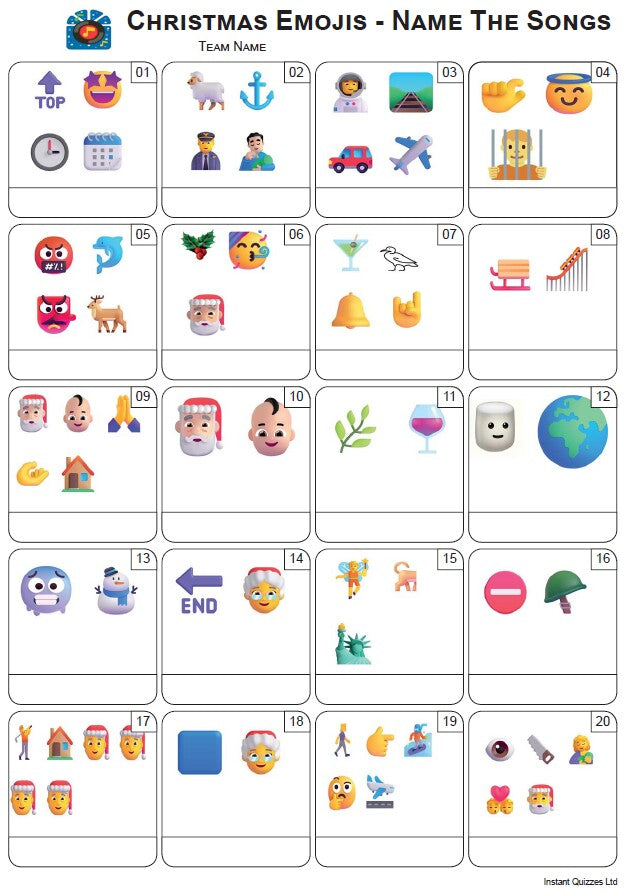 Cryptic Picture Rounds Christmas Cryptic Songs Picture Quiz - PR2585 – Instant Quizzes