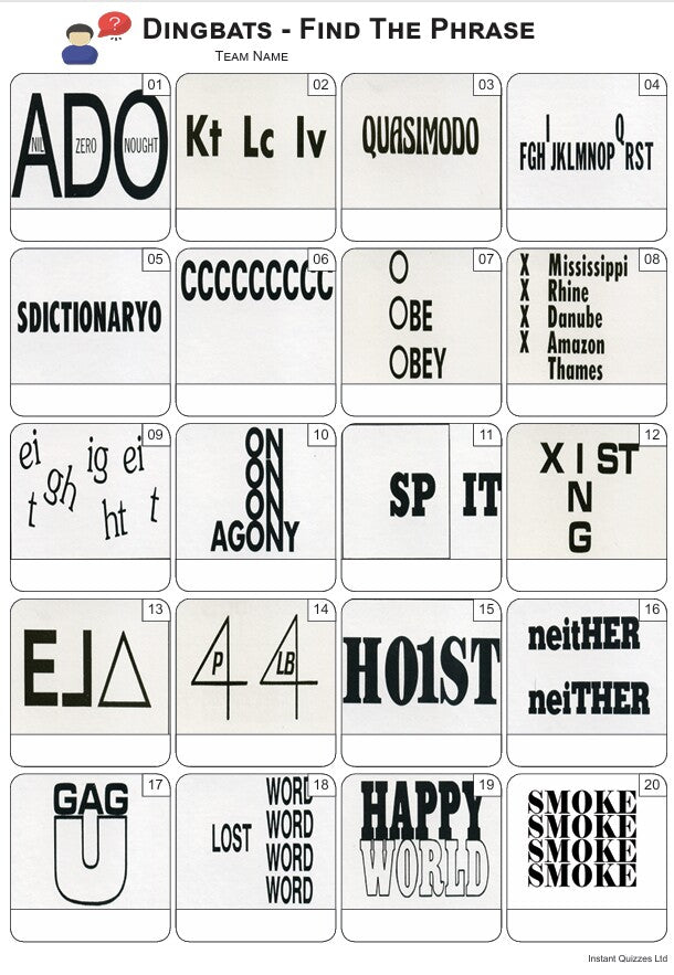 Bumper Quiz Pack 930 - Ten rounds and a 20 Picture Quiz.