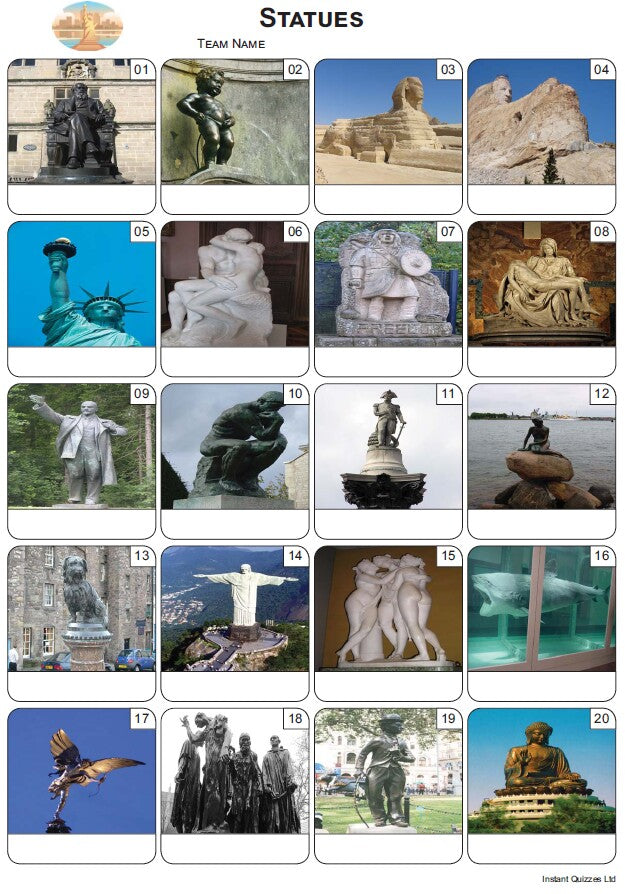 Statues Picture Quiz - PR2633