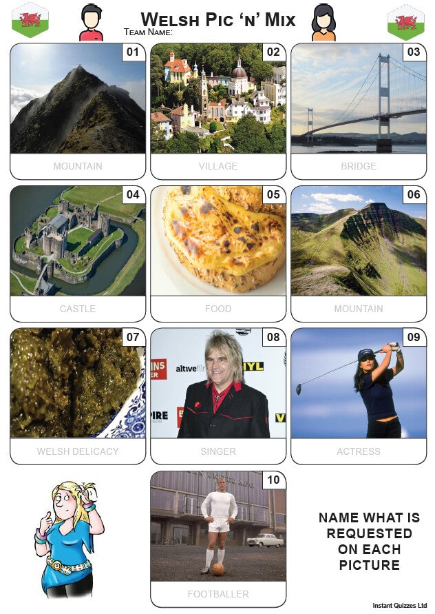 Welsh Mini Pic 'n' Mix Picture Quiz - Z3588 – Instant Quizzes