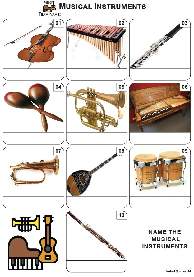 Musical Instruments Mini Picture Quiz - Z4166 β Instant Quizzes