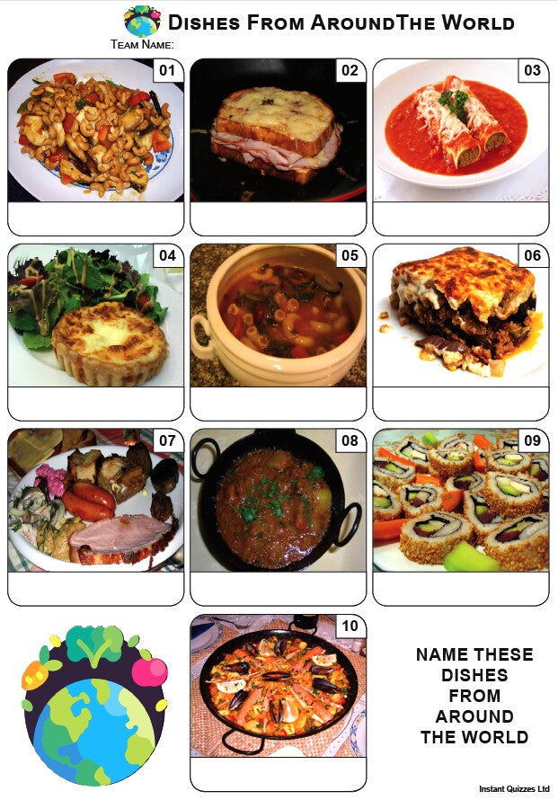 Dishes From Around The World Mini Picture Quiz - Z4232