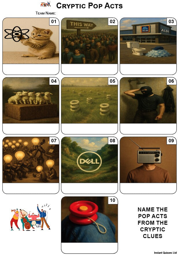 Cryptic Picture Rounds Quiz Pack 3512 - Five rounds and a 10 Picture Quiz. – Instant Quizzes
