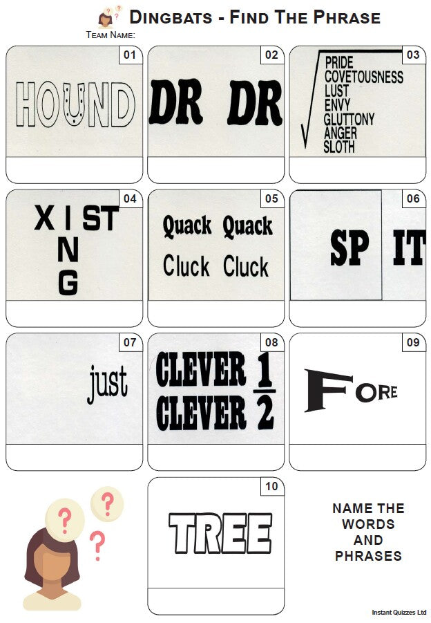 Cryptic Sweets Handout Quiz - Handout quiz for a pub, office, hotel or ...