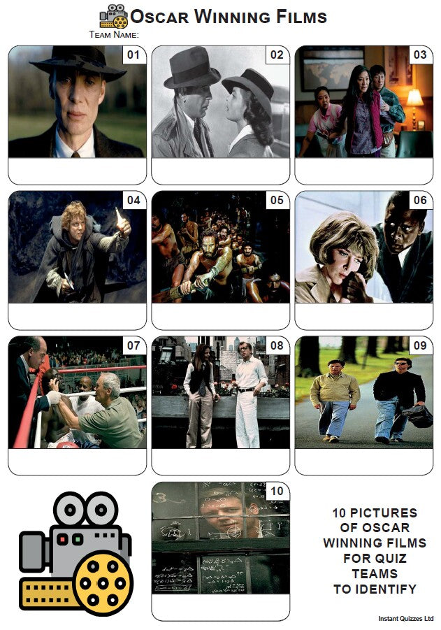 Oscar Winning Films Mini Picture Quiz - Z4296