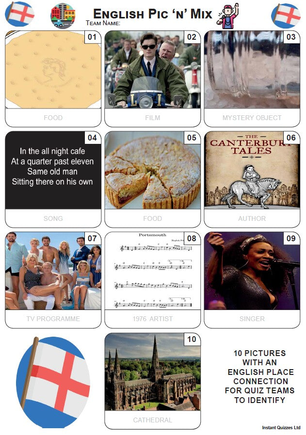 Quiz Pack 3604 - Five rounds and a 10 Picture Quiz.
