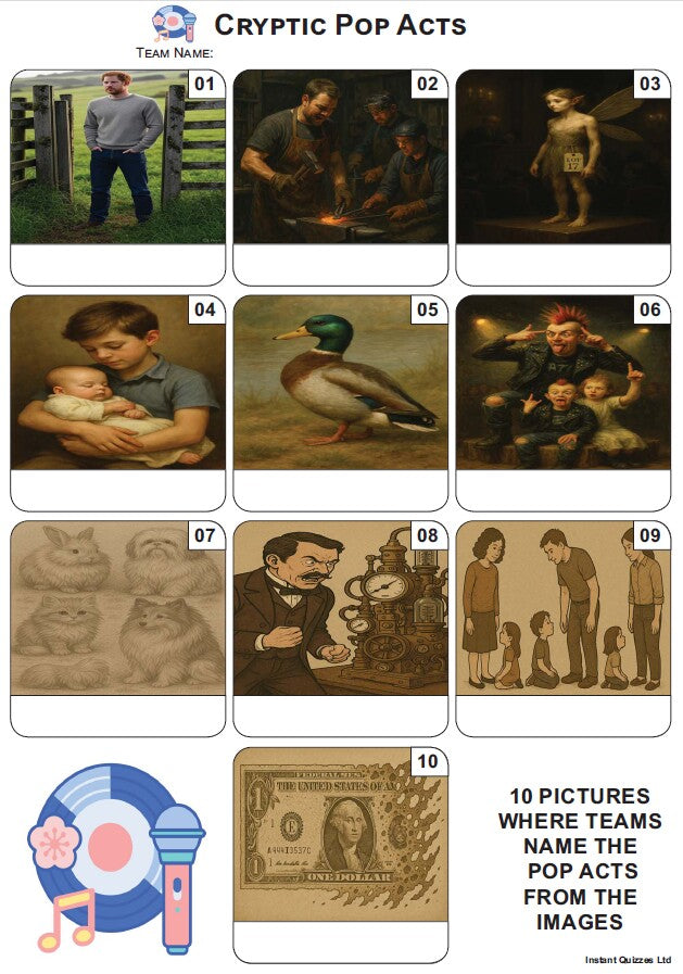 Quiz Pack 3612 - Five rounds and a 10 Picture Quiz.