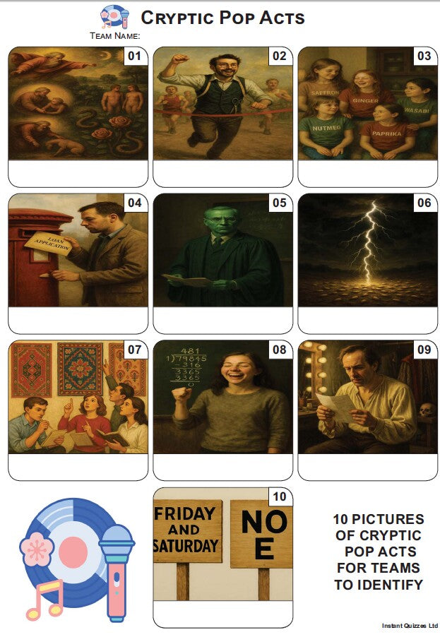 Easier Quiz Pack 3615 - Five rounds of Easier Mixed Bag/General Knowledge Questions and a 10 Picture Quiz.