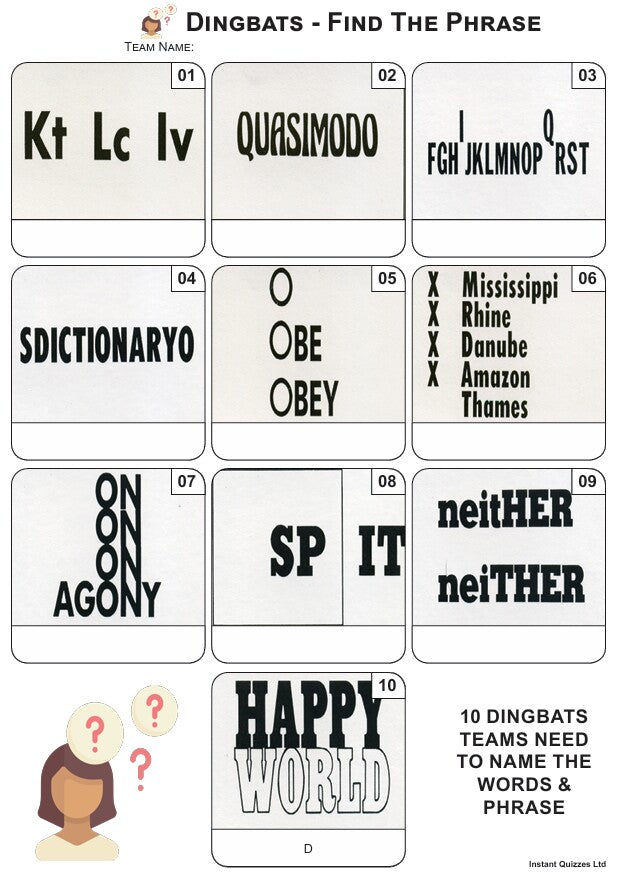 Quiz Pack 3616 - Five rounds and a 10 Picture Quiz.