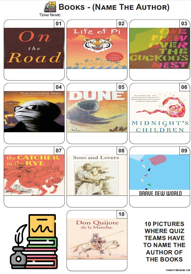 Books (Name The Author) Mini Picture Quiz - Z4330