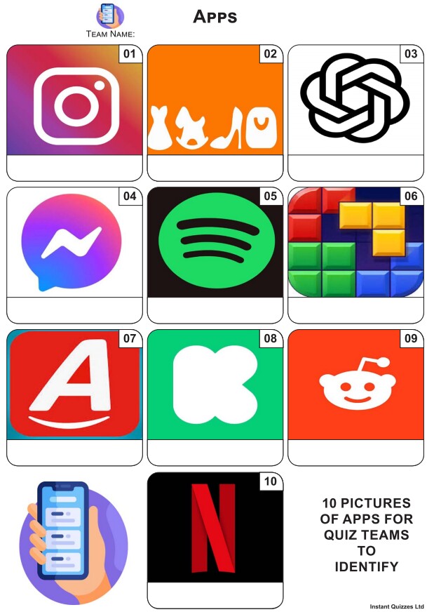 Quiz Pack 3644 - Five rounds and a 10 Picture Quiz.