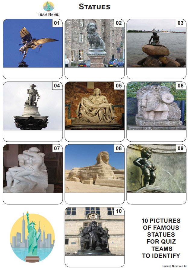 Statues Mini Picture Quiz - Z4347