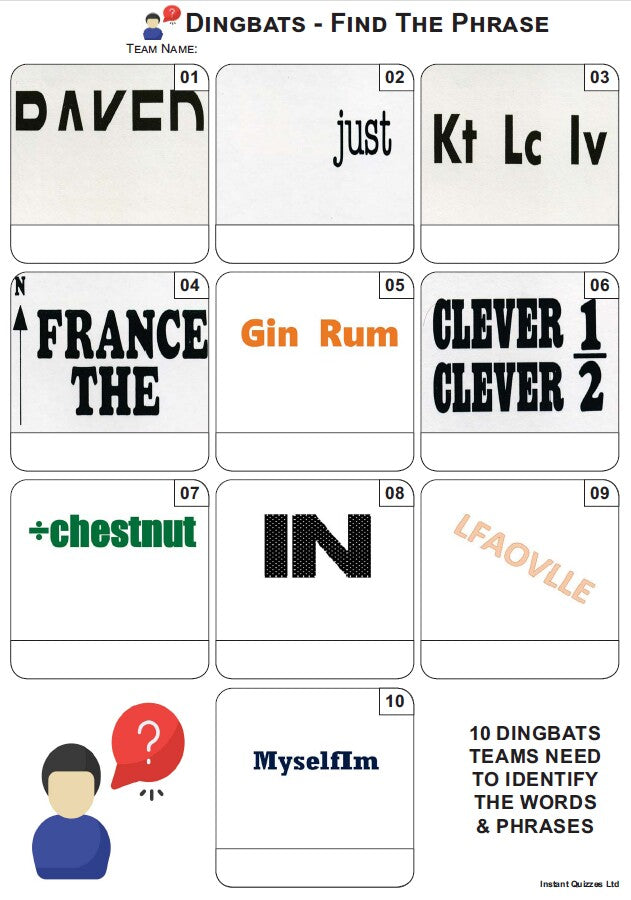 Dingbats Mini Picture Quiz - Z4348