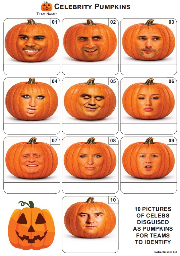 Celebrity Pumpkins Mini Picture Quiz - Z4360