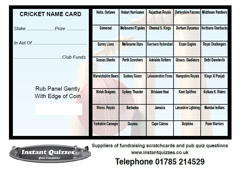 40 Square Cricket Scratchcards