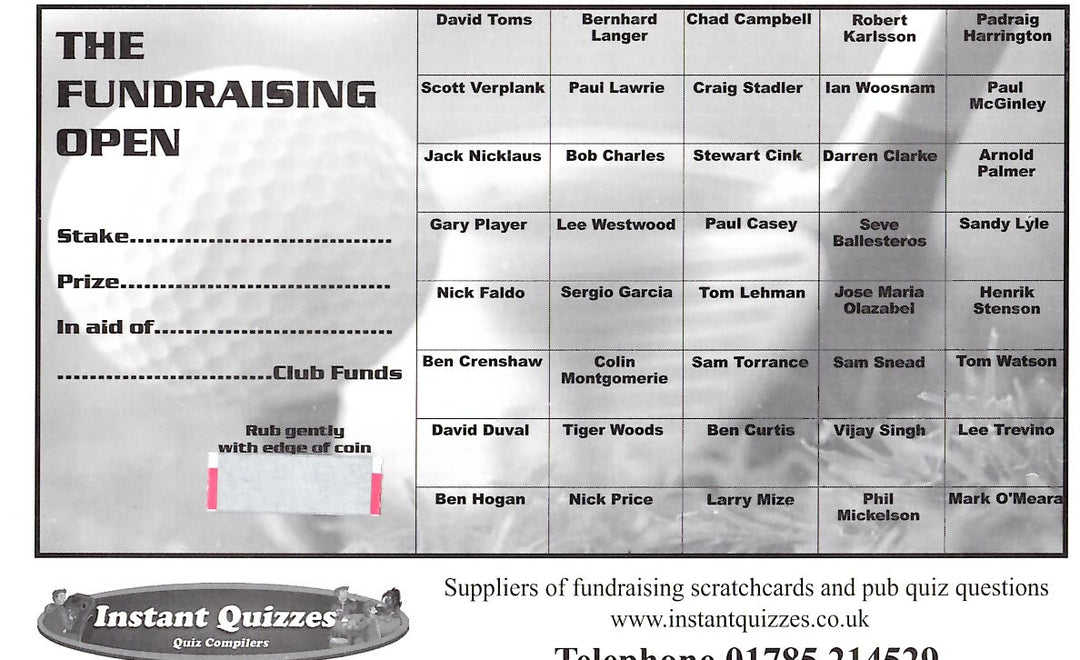 40 Square Golf Scratchcards