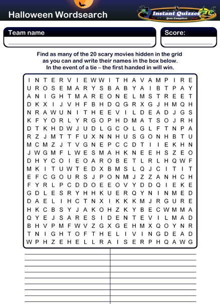 Halloween Wordsearch Quiz - HALLHO2