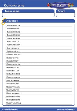 Conundrums handout quiz - A table quiz round to download and print ...