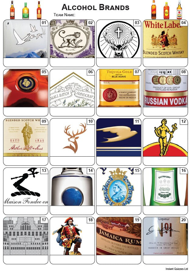 Alcohol Brands Picture Quiz - PR2159