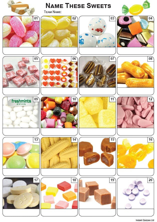 Sweets Picture Quiz - PR2182