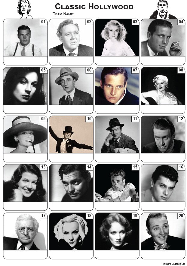 Classic Hollywood Picture Quiz PR2194 Instant Quizzes Classic Hollywood Picture Quiz PR2194 Instant Quizzes
