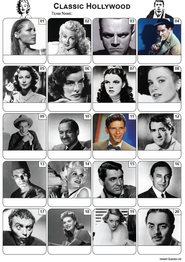 Classic Hollywood Picture Quiz PR2195 Instant Quizzes Classic Hollywood Picture Quiz PR2195 Instant Quizzes