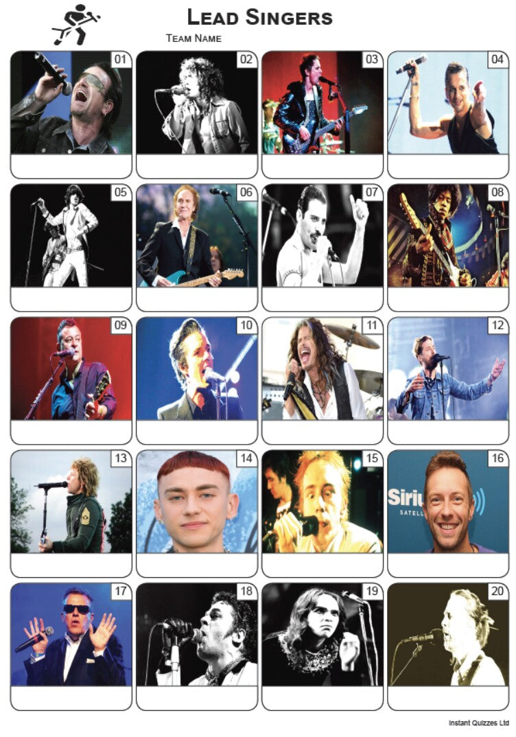 Lead Singers Picture Quiz - PR2348