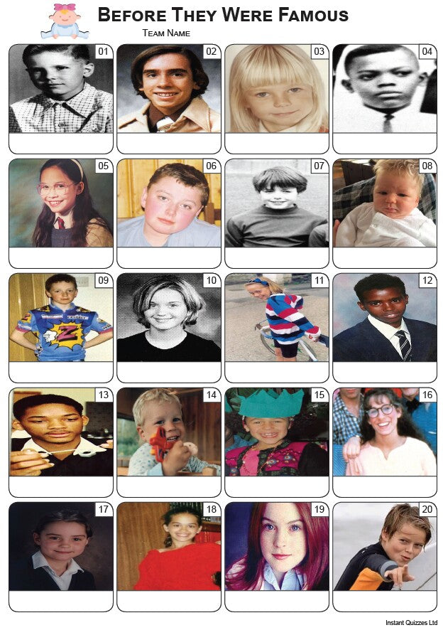 Before They Were Famous Picture Quiz - PR2382