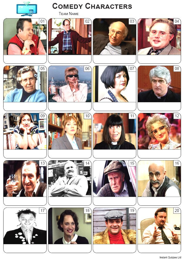 Comedy Characters Picture Quiz - PR2506
