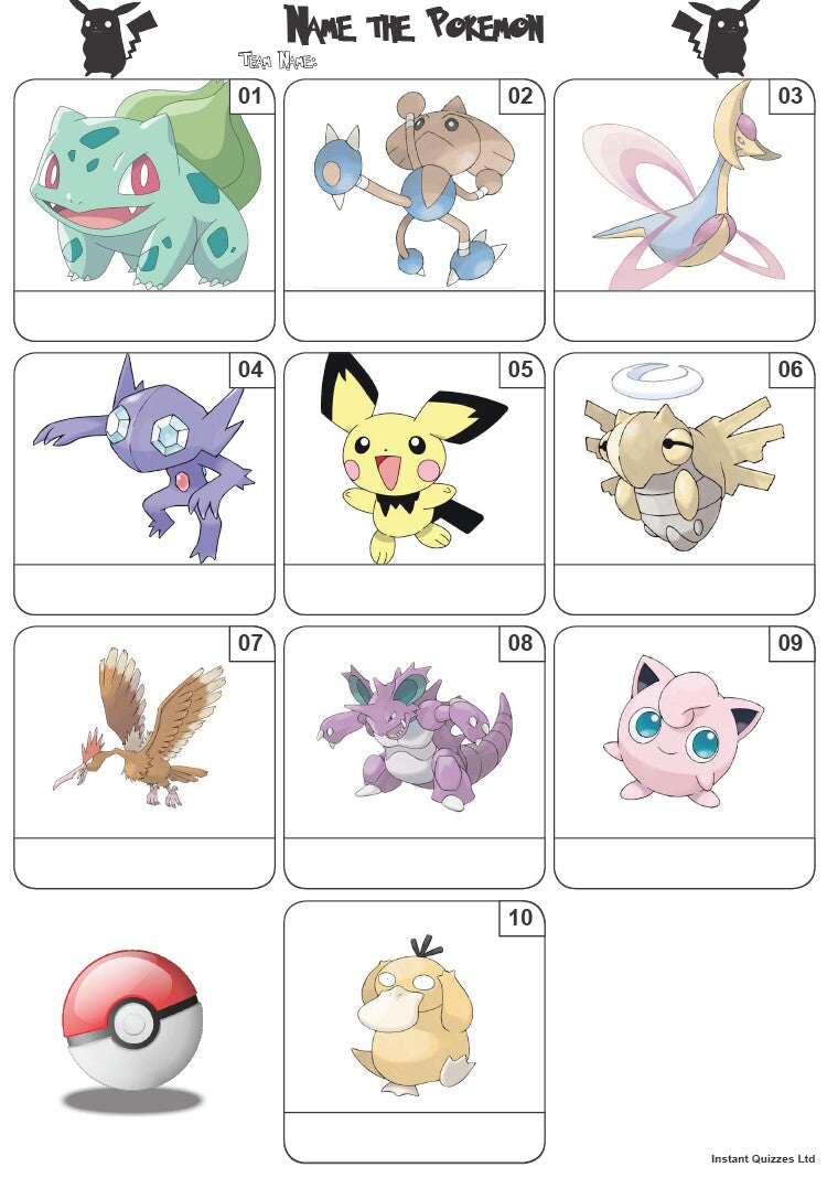 Pokemon Basic Questions Pokemon Quiz Pack – Instant Quizzes