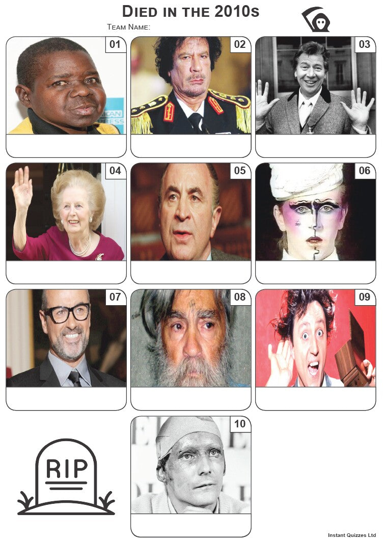 RIP in the 2010s (Died in the 2010s) Mini Picture Quiz - Z3291