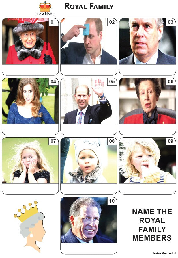 Royal Family - Mini Picture Quiz Z3789