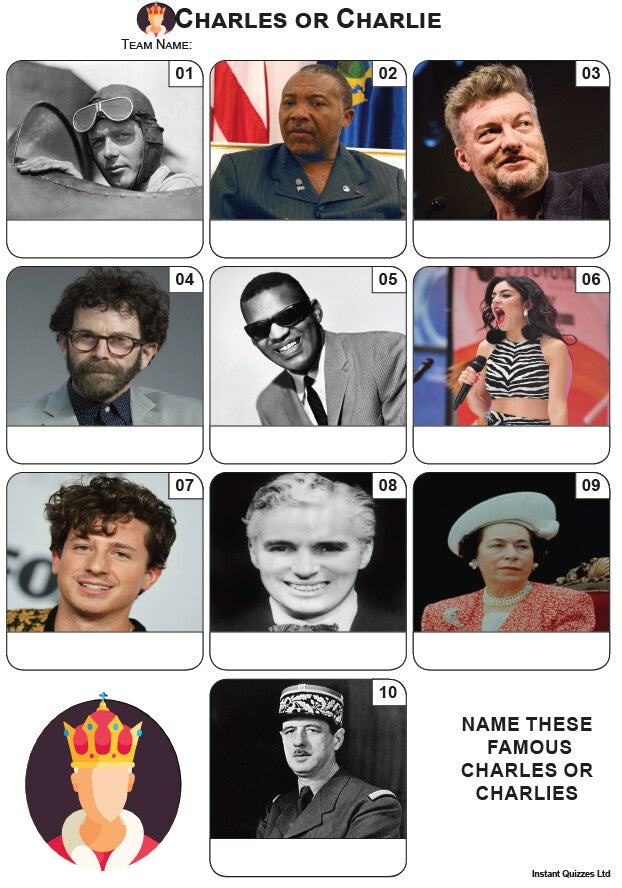 Charles or Charlie Mini Picture Quiz - Z3894