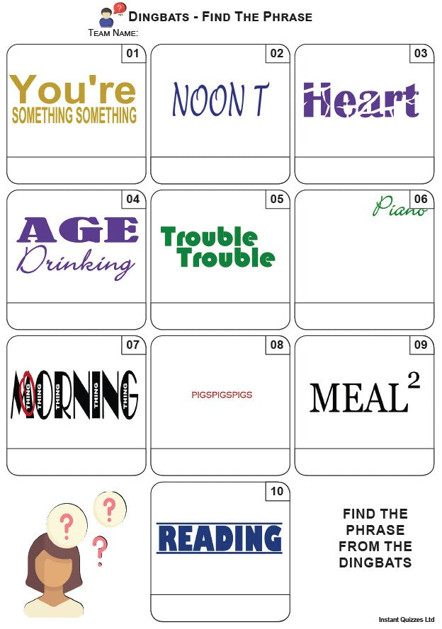 Dingbats Mini Picture Quiz - Z3922