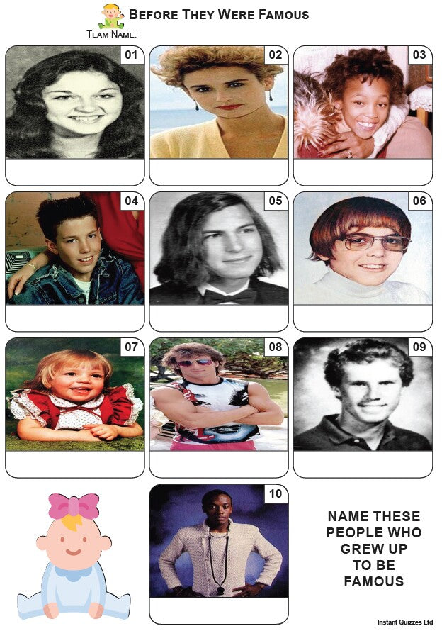 Before They Were Famous - Mini Picture Quiz Z3944